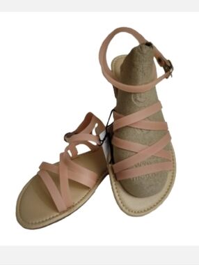VIA ROSA Women's Pink and Tan Strappy Jelly Sandals Open Toe Shoes Size 6
